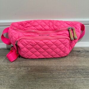 MZ WALLACE Metro Sling Quilted Crossbody Bag Neon Pink Purse Limited Edition